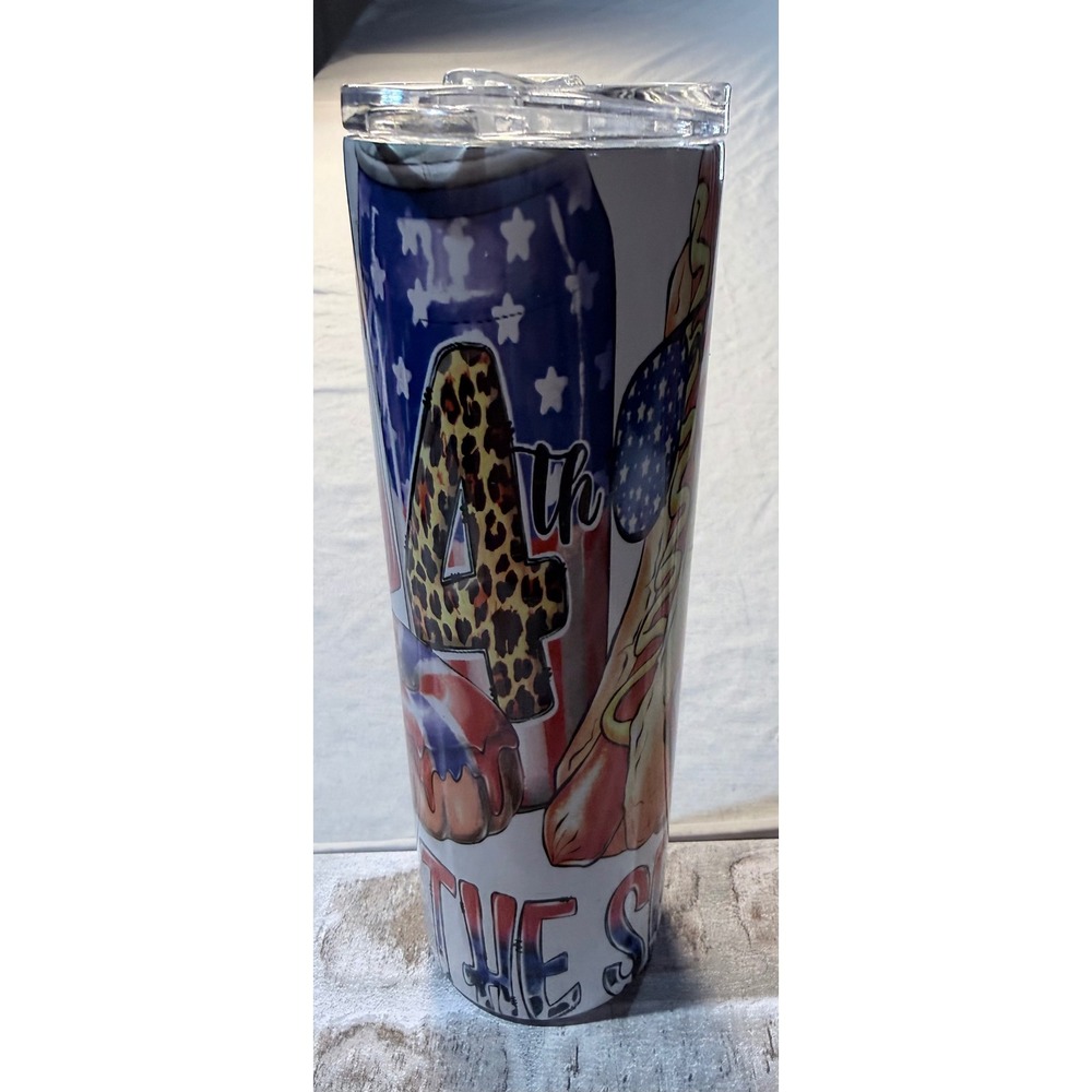 Hogg‎ Outfitters 30oz Skinny Tumbler 4th of July Patriotic American Flag Hot Dog